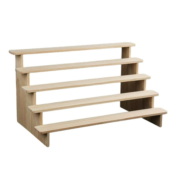 Escalera de madera para exhibición de figuras y muñecas, ideal para colección de cosméticos. 5 capas L