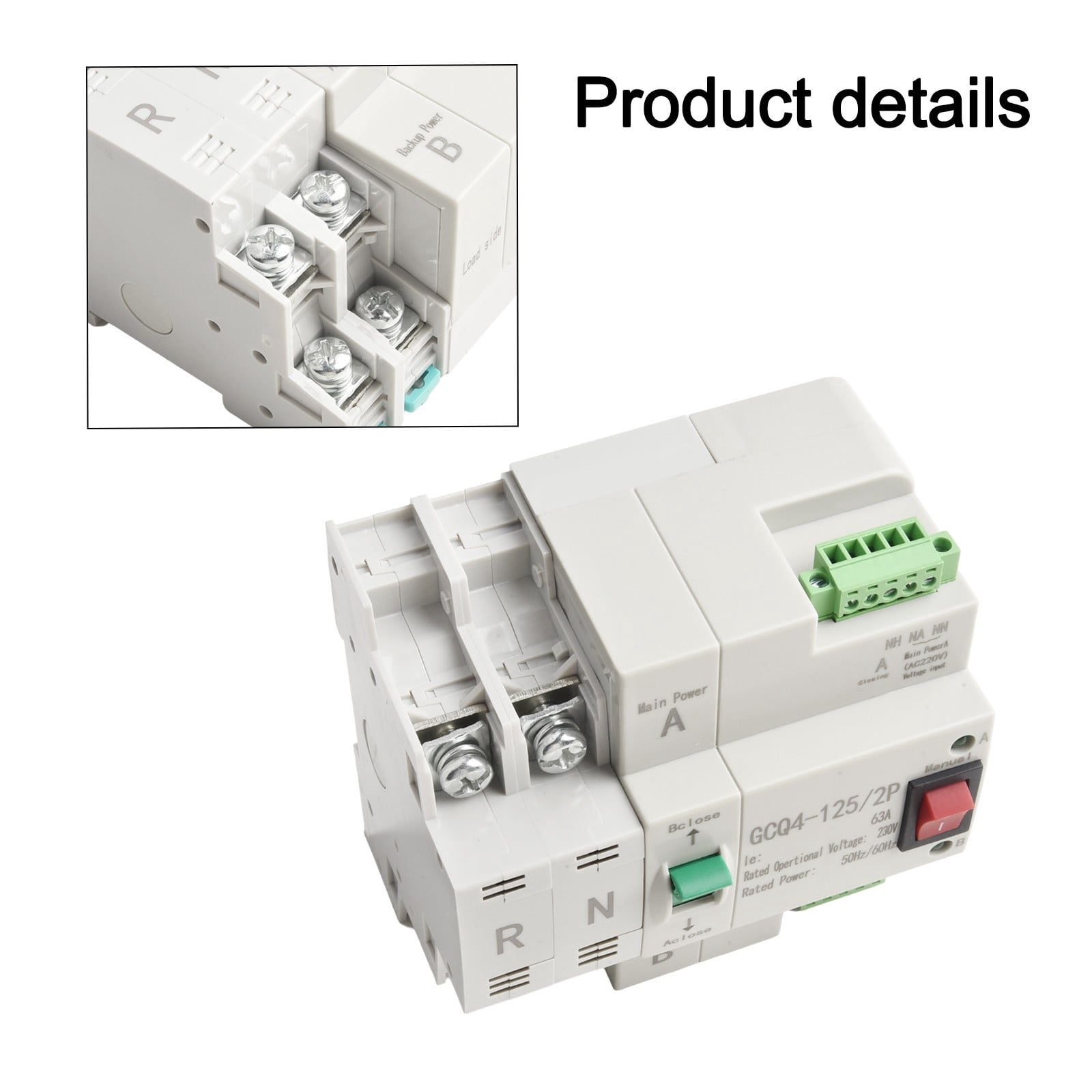 2P 63A Dual Power Automatic Transfer Switch for Generator Changeover Switch