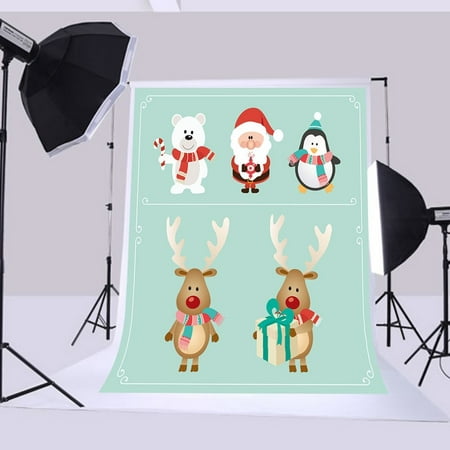 Image of GreenDecor 5x7ft Christmas backdrops Santa reindeer with gifts photography background christmas