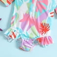 thumbnail image 4 of LNMQLPDBS Toddler Girl Rash Guard Swimsuit Colorful Pattern Printed Medium Long Sleeves Zipper Ruffle Trim One Piece Bathing Suits Baby Swim Suit Girl Swimwear for Seaside Play, 4 of 6