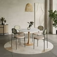 thumbnail image 4 of LeisureMod Modern 35" Round Dining Table with MDF Top and Wood Transfer Steel Pedestal Base in Natural Finish, 4 of 9