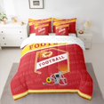 thumbnail image 2 of Feelyou Football Athlete Helmet Bedding Comforter Set 7 Pieces, Red Gold Abstract Full Bedding Set, Rugby Sports Theme Reversible Fitted Sheet Flat Sheet, Microfiber Bedroom Decor, 2 of 7