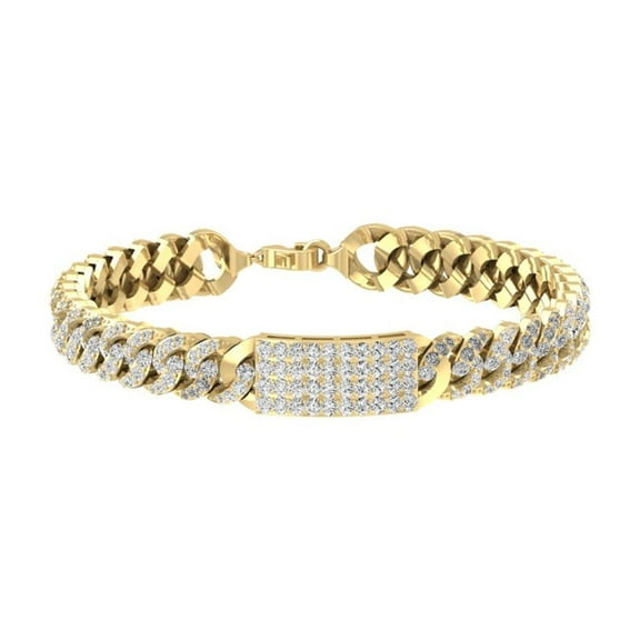 Araiya Fine Jewelry 10K Yellow Gold Round-Shape Lab Grown Diamond Mens Cuff Bracelet (5 cttw, D-F Color and VS1 Clarity) 8.5 inch