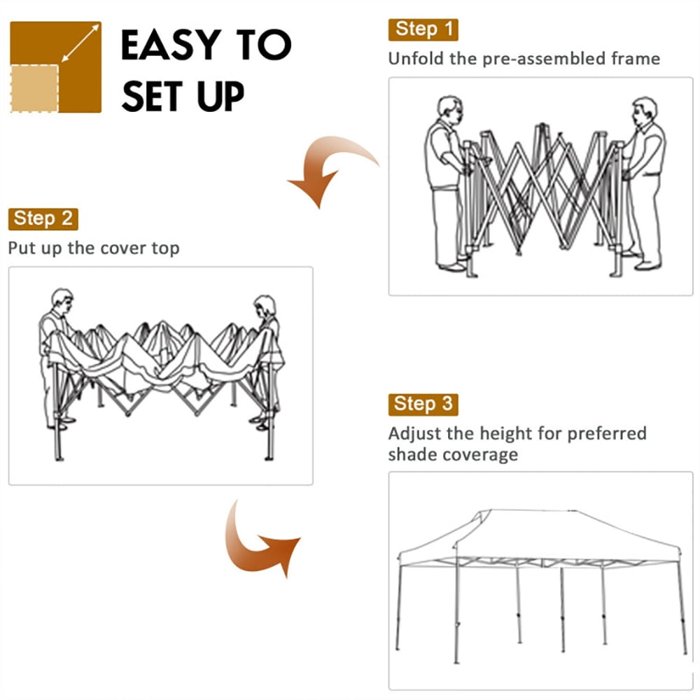 Aimee Lii 10 x 20 Feet Adjustable Folding Heavy Duty Sun Shelter with Carrying Bag, Backyard Canopy Gazebo, White Aimee Lii 10 x 20 Feet Adjustable Folding Heavy Duty Sun Shelter with Carrying Bag, Backyard Canopy Gazebo, White