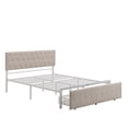 thumbnail image 6 of Queen Platform Bed Frame with Storage, Beige Linen Upholstered Metal Platform Bed with Headboard and Drawer, Modern Bedroom Furniture Queen Size Bed Frame, Holds 500 lbs, No Box Spring Needed, J3722, 6 of 14
