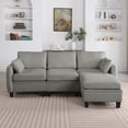 thumbnail image 3 of 85 Inch DARK GREY Chenille Modular Sectional Sofa, L-Shaped Cloud Couch with Storage Ottoman, DIY Combination for Living Room, 3 of 6