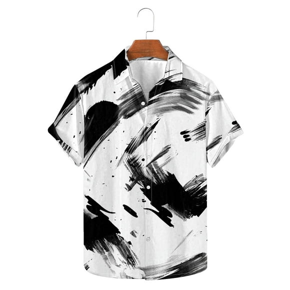 Txeol Breezy Comfort Awaits! Explore Our Men's Hawaiian Short Sleeve Button-Up Shirt - A Must-Have for Summer Adventures and Relaxed Style Flash Deals,Black,XXL