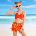 thumbnail image 2 of Staki Toddler Swim Set Girl's 3 Piece Cute High Waisted Ruffle Trim Swimsuit Bikini Sets with Beach Skirt 8-13Y(Orange,10-11 Years), 2 of 7