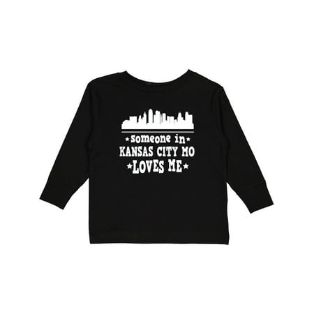 

Inktastic Kansas City Missouri Loves Me Skyline Gift Toddler Boy or Toddler Girl Long Sleeve T-Shirt
