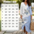 thumbnail image 6 of COEQINE Smock Dress for Women 3/4 Sleeve Calf Length Midi Modest Dress, Comfortable Polyester Linen Oriental Boho Beach Cover Up for Wedding Party Wear, Size XL, Light Blue Ink White Plum Blossom, 6 of 6