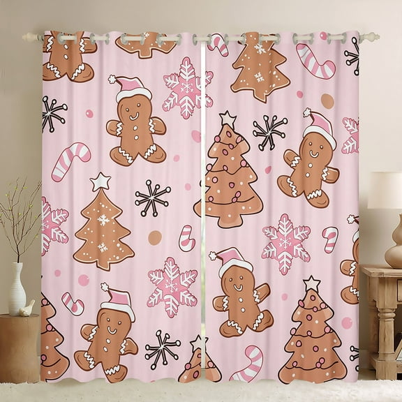 Manfei Christmas Dessert Child Black Out Curtains, Kawaii Snowflake Print Curtains Pack of 2 (42x63 Each), Princess Cartoon Style Bedroom Curtains, Curtains Blackout Home Decor