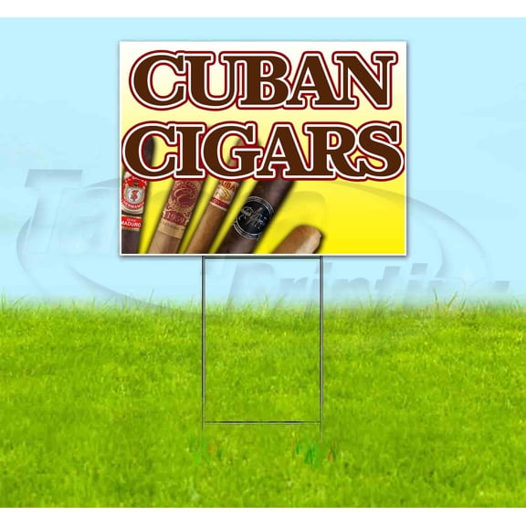 Cuban Cigars (18" x 24") Yard Sign, Includes Metal Step Stake