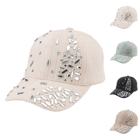 HuangHuanChen Classic Baseball Cap For Women Men Adjustable Breathable Baseball Cap with Diamond Casual Sports Cap Hat Solid Color Sun Hat Summer New Trendy Light Green One Size