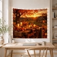 thumbnail image 5 of Rustic Autumn Dinner Scene with Lanterns and Pumpkins in a Barn, Cozy Farmhouse for Nature Lovers, Harvest Wall Decor, Housewarming Gift, Tapestry Wall Hanging for Bedroom and Living Room, 5 of 7