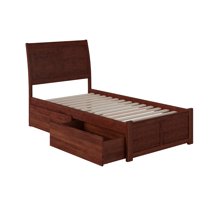Portland Platform Bed with Flat Panel Foot Board and 2 Urban Bed Drawers in, Multiple Colors and Sizes