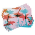 thumbnail image 1 of Ambesonne Tropical Place Mats Set of 4, Palm Tree Silhouettes, Standard Size, Dark Coral Turquoise, 1 of 6