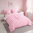 thumbnail image 3 of Erosebridal Soft Satin Bow Ribbon King Bedding for Girls, Romantic Floral Print King Bed in a Bag, Pink Reversible 7 Pieces, 3 of 6
