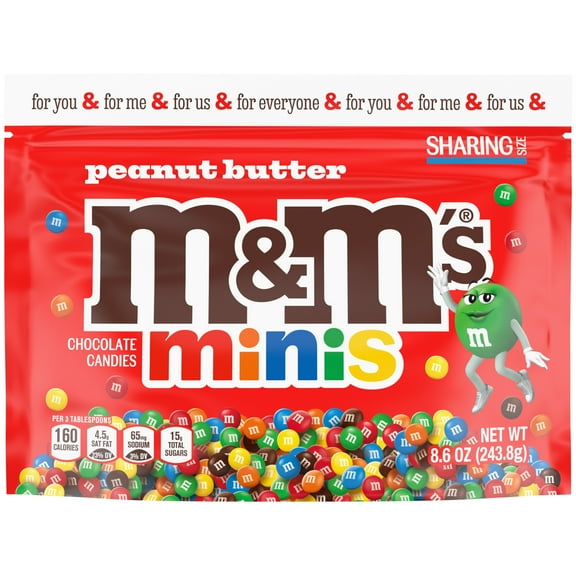 M&M's Minis Peanut Butter Milk Chocolate Candy, Sharing Size - 8.6 Oz. Bag-Pack of 6