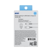 onn 6ft MFI Certified Lightning to USB-A Braided Charging Cable - Black