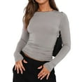 thumbnail image 3 of 2025 Women's T-Shirts, T-Shirts Women, Women's Solid Color Rround Mock Turtle Neck Ladies Neck T Shirt Hot Womens Compression T Shirt Slim Long Sleeve Long Sleeve Women Running, 3 of 9