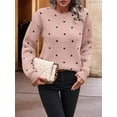 thumbnail image 4 of Women'S Polka Dots Sweaters Long Sleeve Round Neck Knitted Pullover Tops Pink XL, 4 of 7