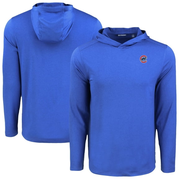 Men's Cutter & Buck Royal Chicago Cubs Coastline Epic Comfort Recycled Eco Hoodie Long Sleeve T-Shirt