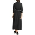 thumbnail image 3 of Vestido Maxi con Pliegues de Manga 3/4 para Mujer INSPIRE CHIC, Cuello en V, Cinturón, Talla XS, Negro, 3 of 6