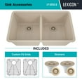 thumbnail image 4 of 32" x 19" Quartz Kitchen Sink, 50/50 Double Bowl Kitchen Sinks, Drop-in Sink, Undermount Sink, Galaxy Beige Kitchen Sink, Double Sink Kitchen, Grids, Strainer and Flange, Lexicon Platinum LP-5050-B, 4 of 7