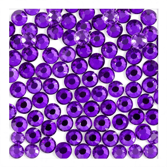 DESIGNICE 1440Pcs Flat Back Crystal Rhinestones Round Gems for Nail Art and Craft Glue Fix,Pure Purple,Ss12,3.0-3.2Mm Vibrant Purple Rhinestones