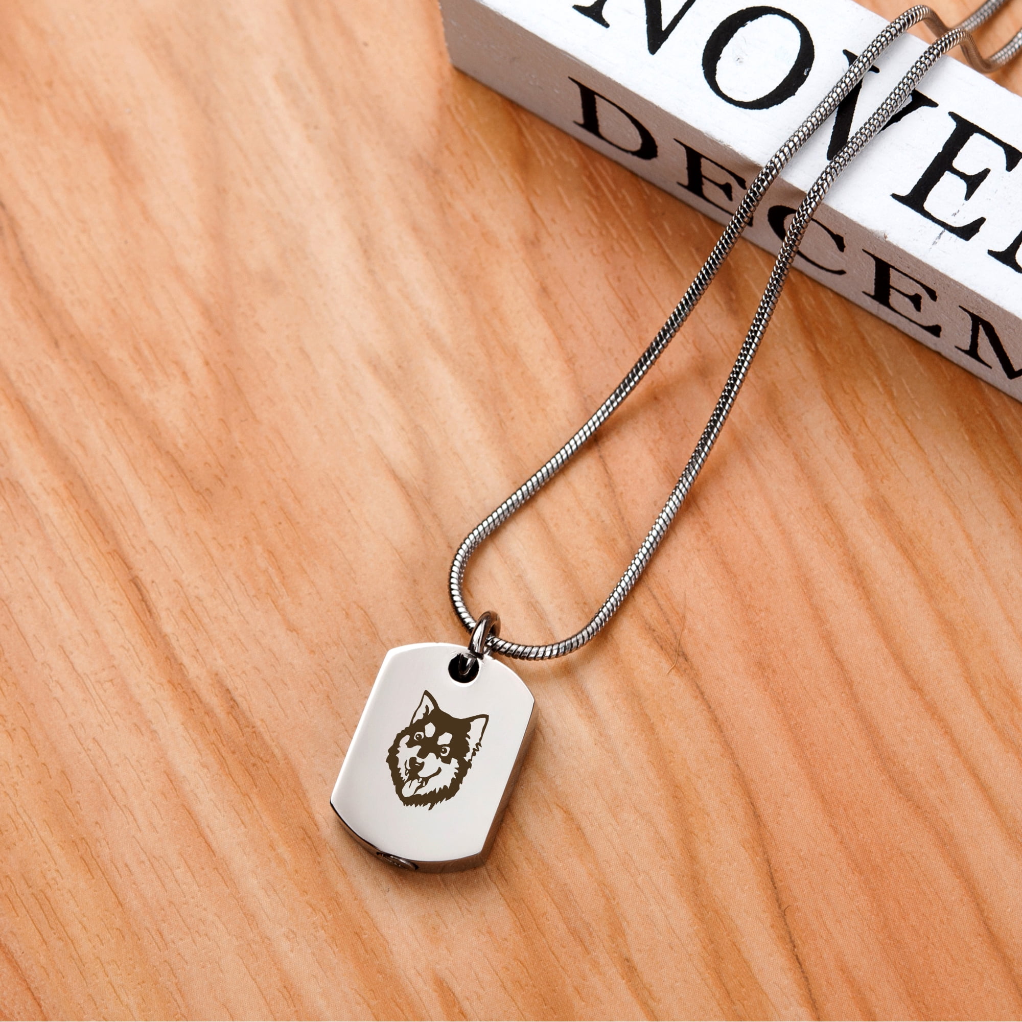 Anavia Alaskan Malamute Dog Tag Memorial Necklace for Ashes, Pet Ashes Necklace, Cremation Urn Necklace, Cremation Jewelry, Keepsake Ashes, Pet Memorial Jewelry, With Funnel Kit