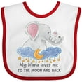 thumbnail image 3 of Inktastic My Nana Loves Me to the Moon and Back Elephant Family Boys or Girls Baby Bib, 3 of 4