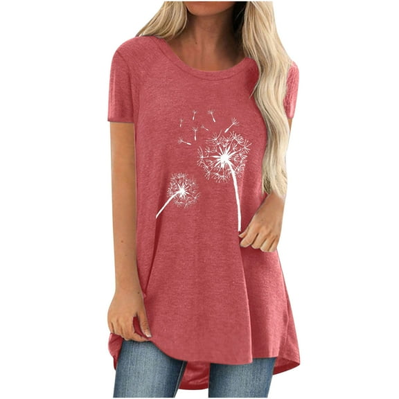 Tops for Women Casual Summer Short Sleeve Loose Solid Tunic Tees Blouses Dressy Casual Soft Comfy Basic T Shirts Tops
