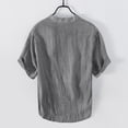 thumbnail image 5 of Men’s Loose Cotton Linen Short Sleeve Shirt Casual Summer Top, 5 of 6