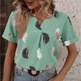 thumbnail image 5 of Birdeem T-Shirt Ample à Manches Courtes Imprimé Plumes Col en V pour Femmes, 5 of 5