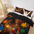 thumbnail image 2 of Castle Fairy Artistic Lantern African Queen Duvet Cover King,Splatter Geometric Pattern King Bedding,Black Orange Blue,Grey Reversible,1 Duvet Cover and 2 Pillowcases, 2 of 6