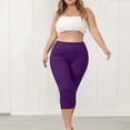 thumbnail image 4 of MLQIDK Yoga Capri Pants for Women Yoga Capri Pants Knee Length High Waisted Trendy Summer Pedal Pushers Dressy Casual Capri Leggings with Pockets Purple 2XL, 4 of 6