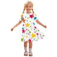 thumbnail image 2 of Zpanxa Robes d'Été pour Filles Décontractées à Manches Courtes Col Rond Imprimé Robe en Polyester Spandex Multicolore 6 Ans, 2 of 7
