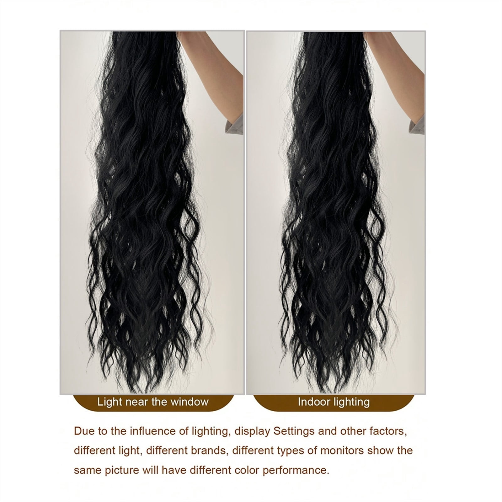 Extensions Soft Natural Multi-Color 32" Claw Ponytail Extension Curly Hair Water Wave Clip in Hair