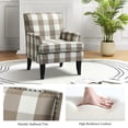 thumbnail image 4 of Upholstered Accent Chair Set of 2, Tina's Home Armchair Nailhead Trim Wood Leg Bedroom Plaid Beige, 4 of 5