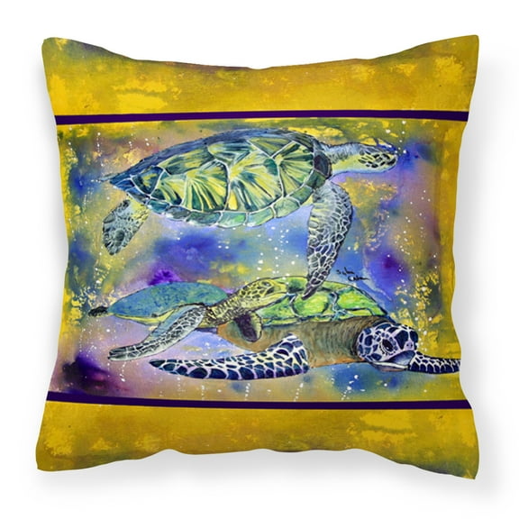 Carolines Treasures 8394PW1414 Turtle Decorative Canvas Fabric Pillow, 14Hx14W, multicolor