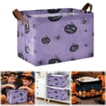 thumbnail image 2 of Home Textile Storage, Storage Case - Dienrx Halloween Storage Basket Pumpkin & Pattern Canvas Storage with Handles Rectangle Storage Organizer Cubes for Living Bedroom Home, 2 of 9