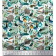 thumbnail image 1 of Soimoi Moss Georgette Fabric Floral,Bird & Animal Cartoon Printed Craft Fabric by The Yard 42 Inch Wide, 1 of 3