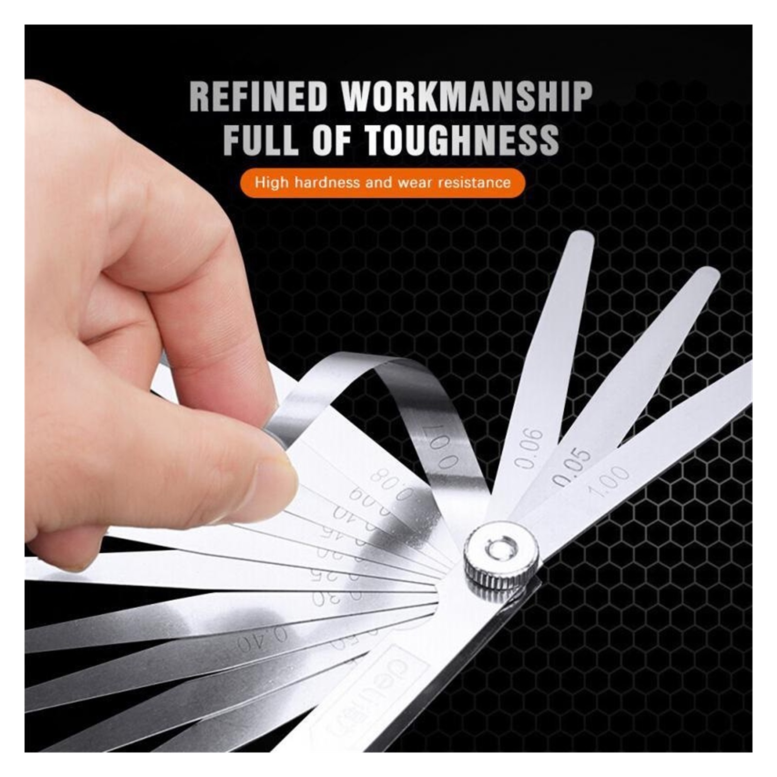 17 Blades Feeler Gauge High Precision Metric Thickness Gauge Foldable Stainless Steel Gap Gages Blades Feeler Measurements Tool ,Easy to Use