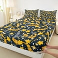 thumbnail image 3 of Feelyou Teens Vintage Filmstrip Twin Sheet Sets, Kawaii Star Print Twin Fitted Sheet, Navy Gold Cartoon Flat Sheet, Super Cozy Room Decor, 3pcs, 3 of 7
