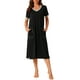thumbnail image 1 of Camisón de noche de mujer INSPIRE CHIC con cuello en V, abertura lateral, manga corta, camisón largo con bolsillos, M, negro, 1 of 6