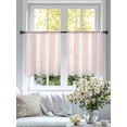 thumbnail image 4 of Pink Striped Semi Sheer Window Curtains 45 Inches Long, Modern Farmhouse Pink White Stripes Rod Pocket Voile Silky Chiffon Curtain Light Filtering Drapes for Living Room, Kitchen, 52"x45", 2 Panels, 4 of 9
