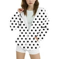 thumbnail image 3 of SonxaHe Big Girl' Jackets Dots Prints Hooded Zip Up Jackets with Pockets Children Sports Outdoor Loose Autumn Jacket White,Sized 8-9, 3 of 3