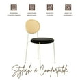 thumbnail image 4 of LeisureMod Velvet Dining Chair Armless Rattan Back Side Chair Modern Accent Chair Comfortable Padded Seat Kitchen Chair with Powder-Coated Stainless Steel Base Euston Collection in Black, 4 of 11