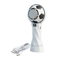 thumbnail image 1 of Ventilador portátil mano con forma balón fútbol, ​​recargable, con 6 velocidades y hielo para oficina, camping y hogar. Blanco, 1 of 8