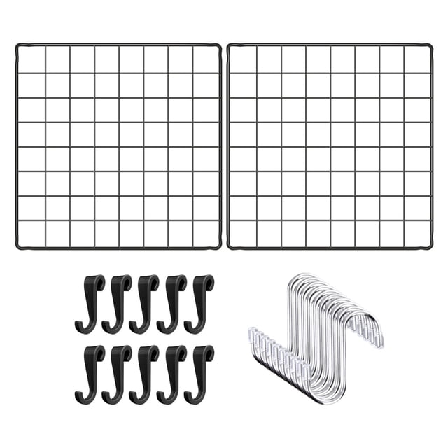 1Set Grid Photo Wall Grid Wall Organizer Square Iron Wall Grid Board Wire Wall Grid with Hooks